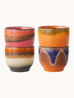 Tazas de café artesanales de cerámica 70's, 4 uds. Tazas Y Mugs|Vajillas Completas