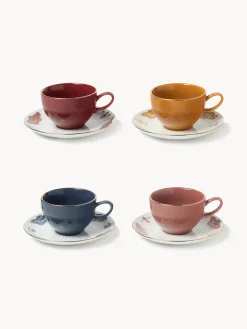 Tazas Y Mugs|Vajillas Completas>Westwing Collection Tazas de café artesanales con platitos Mystic, 4 uds.