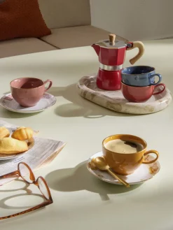 Tazas Y Mugs|Vajillas Completas>Westwing Collection Tazas de café artesanales con platitos Mystic, 4 uds.