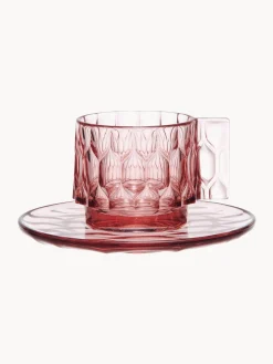 Tazas Y Mugs|Vajillas Completas>Kartell Tazas de café con platitos con relieves Jellies, 4 uds. Rosa