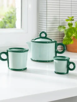 Tazas De Espresso|Vajillas Completas>&k Amsterdam Tazas de café espresso artesanales Loop, 2 uds. Verde salvia, verde oscuro