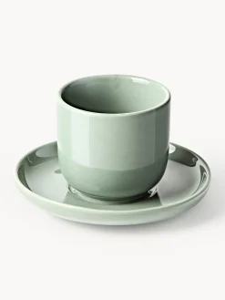 Outlet Tazas de café espresso con platitos de porcelana Nessa, 4 uds. Tazas De Espresso|Vajillas Completas