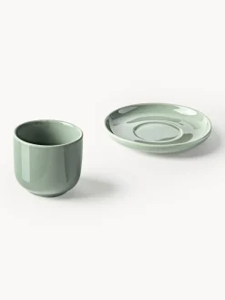Outlet Tazas de café espresso con platitos de porcelana Nessa, 4 uds. Tazas De Espresso|Vajillas Completas