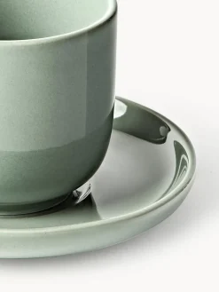 Outlet Tazas de café espresso con platitos de porcelana Nessa, 4 uds. Tazas De Espresso|Vajillas Completas