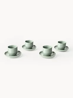 Outlet Tazas de café espresso con platitos de porcelana Nessa, 4 uds. Tazas De Espresso|Vajillas Completas