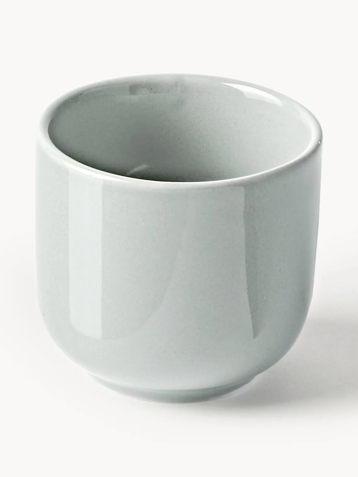 Tazas De Espresso|Vajillas Completas>Westwing Collection Tazas de café espresso con platitos de porcelana Nessa, 4 uds. Gris claro brillante