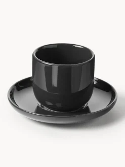 Outlet Tazas de café espresso de porcelana con platitos Nessa, 4 uds. Tazas De Espresso|Vajillas Completas
