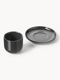 Outlet Tazas de café espresso de porcelana con platitos Nessa, 4 uds. Tazas De Espresso|Vajillas Completas