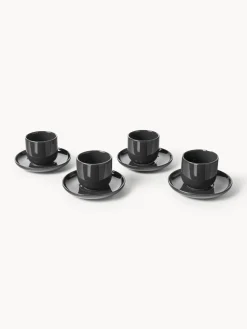 Outlet Tazas de café espresso de porcelana con platitos Nessa, 4 uds. Tazas De Espresso|Vajillas Completas