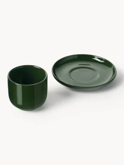 Discount Tazas de café espresso de porcelana con platitos Nessa, 4 uds. Tazas De Espresso|Vajillas Completas