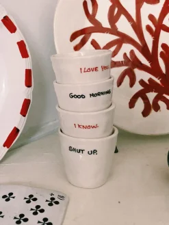 Tazas De Espresso|Vajillas Completas>Anna + Nina Tazas de café espresso pintadas a mano Good Morning, 6 uds.