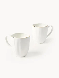 Tazas Y Mugs|Vajillas Completas></noscript>Westwing Collection Tazas de porcelana con relieves Sali, 2 uds.