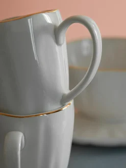 Tazas Y Mugs|Vajillas Completas></noscript>Westwing Collection Tazas de porcelana con relieves Sali, 2 uds.