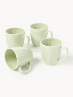 Tazas Y Mugs|Vajillas Completas></noscript>Westwing Collection Tazas de porcelana con relieves Sali, 4 uds. Verde claro