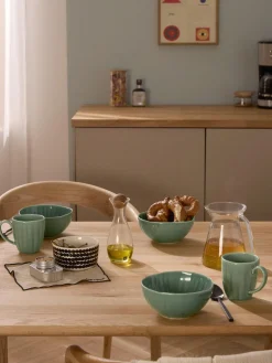 Tazas Y Mugs|Vajillas Completas>Westwing Collection Tazas de porcelana con relieves Sali, 4 uds. Verde menta