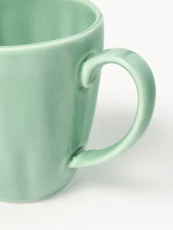 Tazas Y Mugs|Vajillas Completas></noscript>Westwing Collection Tazas de porcelana con relieves Sali, 4 uds. Verde menta