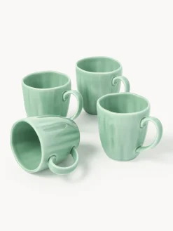 Tazas Y Mugs|Vajillas Completas></noscript>Westwing Collection Tazas de porcelana con relieves Sali, 4 uds. Verde menta