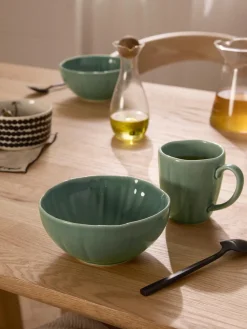 Tazas Y Mugs|Vajillas Completas></noscript>Westwing Collection Tazas de porcelana con relieves Sali, 4 uds. Verde menta