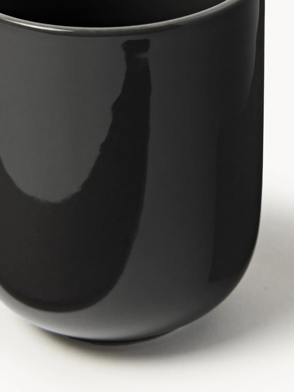 Tazas Y Mugs|Menaje De Mesa>Westwing Collection Tazas de porcelana Nessa, 4 uds. Gris oscuro brillante