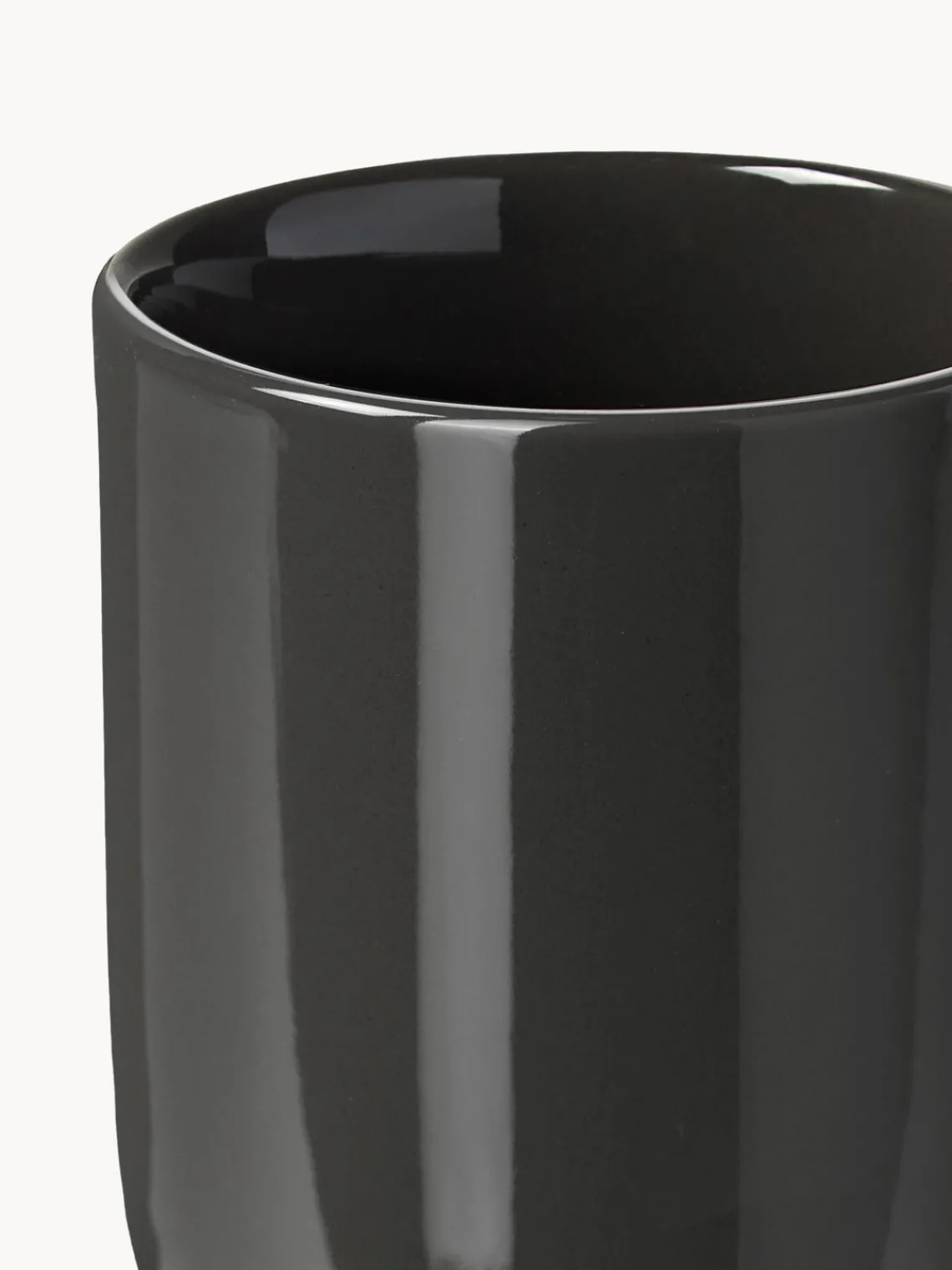 Tazas Y Mugs|Menaje De Mesa>Westwing Collection Tazas de porcelana Nessa, 4 uds. Gris oscuro brillante