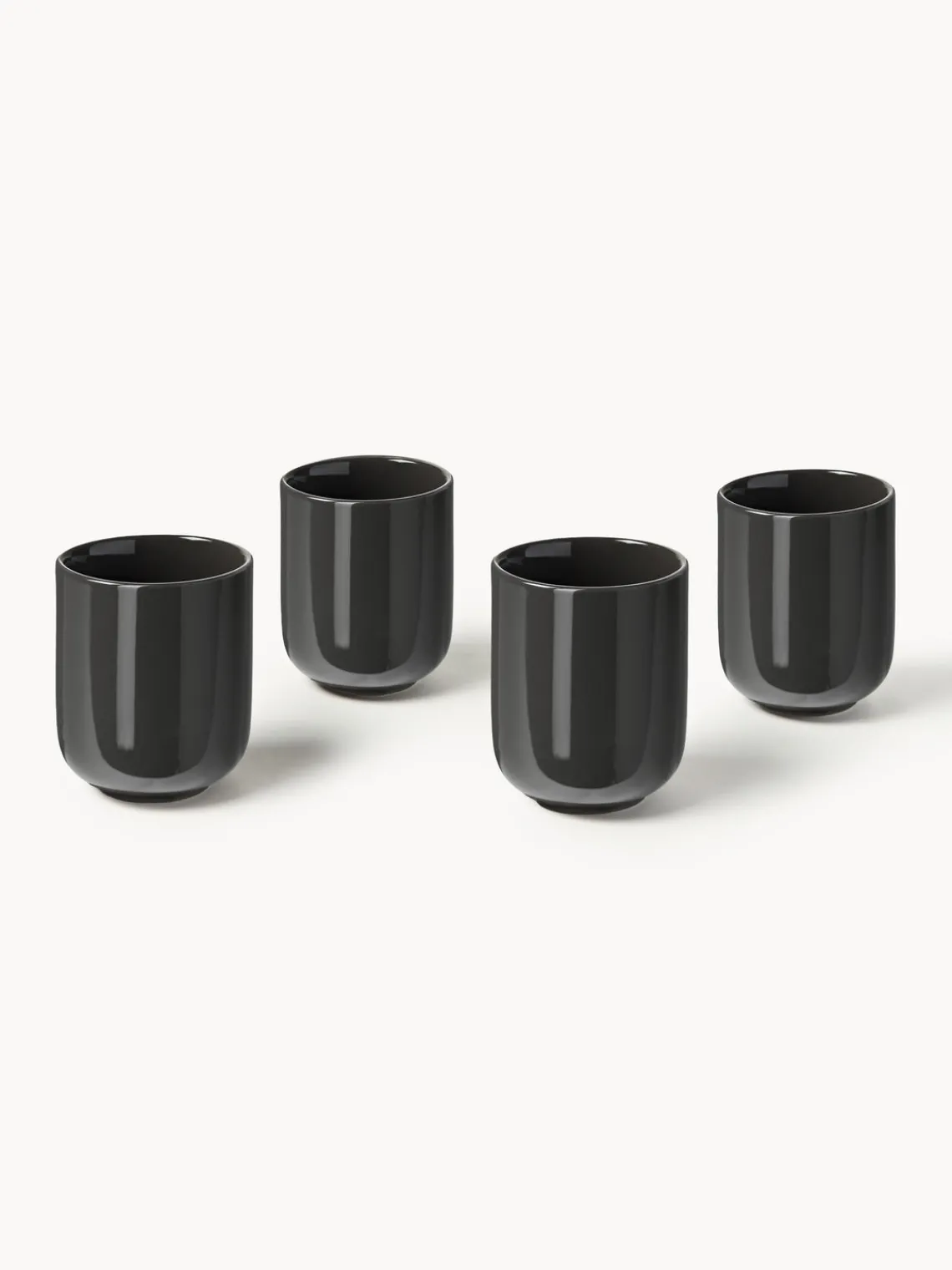 Tazas Y Mugs|Menaje De Mesa>Westwing Collection Tazas de porcelana Nessa, 4 uds. Gris oscuro brillante