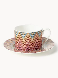 Tazas Y Mugs|Vajillas Completas>Missoni Tazas de té con platitos Jarris, 6 uds. Blanco, lila, amarillo y tonos azules