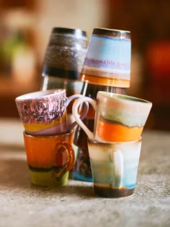 Best Tazas espresso artesanales con esmalte reactivo 70's, 4 uds. Tazas Y Mugs|Vajillas Completas