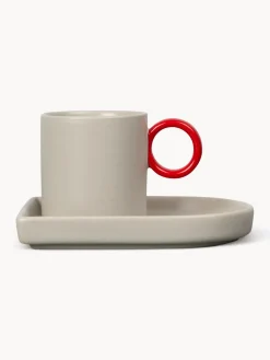 Hot Tazas espresso con platitos de porcelana Niki, 2 uds. Tazas De Espresso|Vajillas Completas