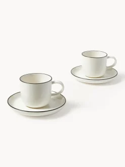 Discount Tazas espresso con platitos de porcelana Facile, 2 uds. Tazas De Espresso|Vajillas Completas
