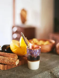 Tazas Y Mugs|Vajillas Completas>HKLIVING Tazas grandes pintadas a mano 70s, 2 uds. Gris antracita, blanco Off White, azul, naranja