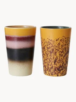 New Tazas XL pintadas a mano 70's, 2 uds. Tazas Y Mugs|Vajillas Completas