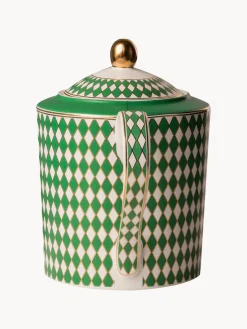 Teteras|Vajillas Completas></noscript>POLSPOTTEN Tetera artesanal de porcelana Chess, 1,1 L Verde, blanco Off White, dorado