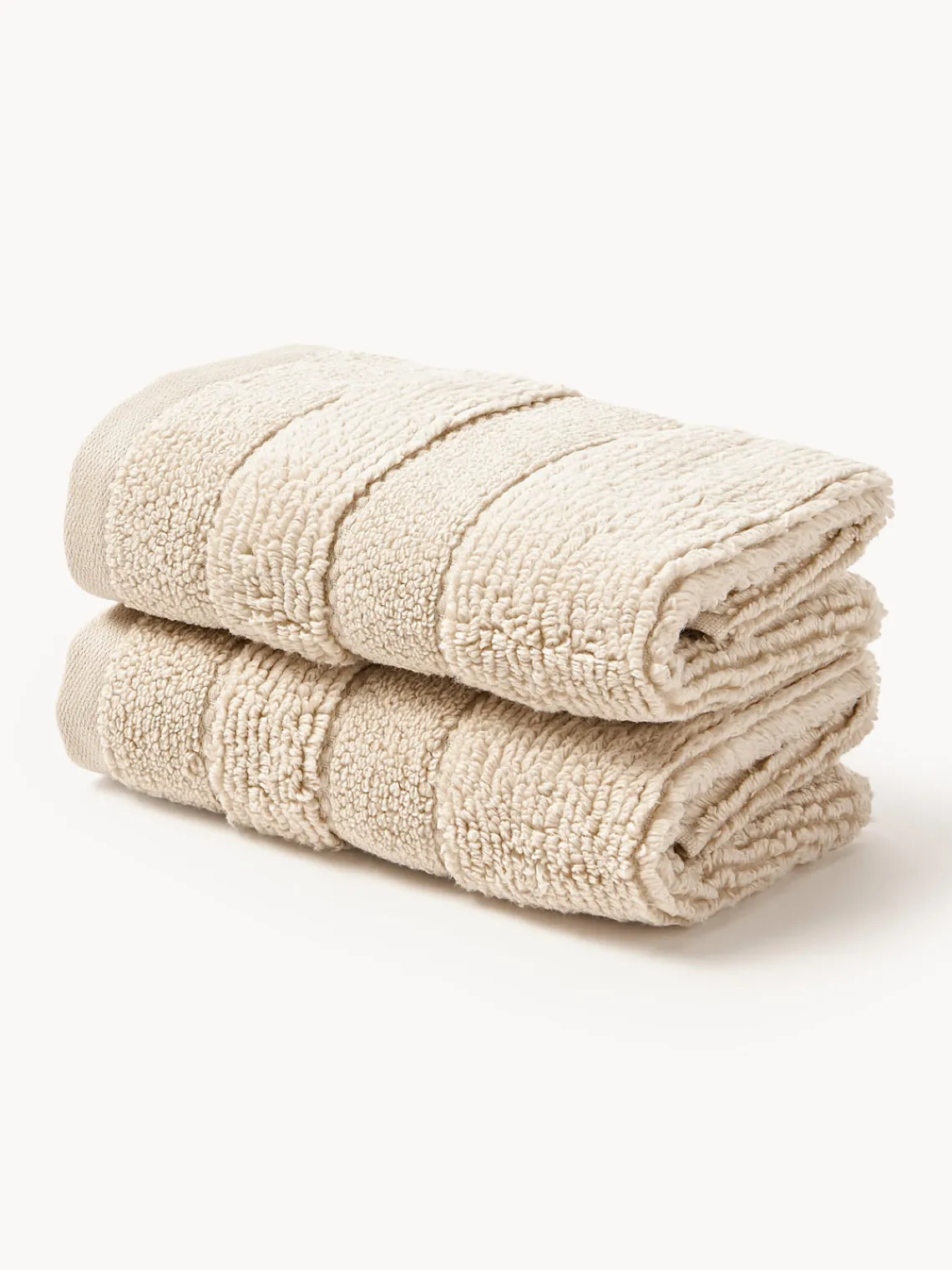 Toallas|Mantas>Westwing Collection Toalla con borde a rayas Luxe, tamaños diferentes Beige claro