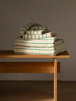 Toallas|Mantas></noscript>Bongusta Toalla de mano de algodón Naram Blanco, verde turquesa