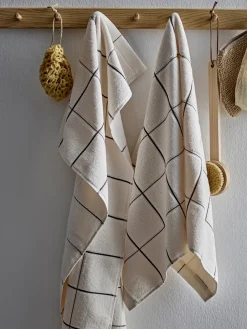 Toallas|Mantas>Södahl Toalla de mano Vista Blanco Off White, marrón oscuro