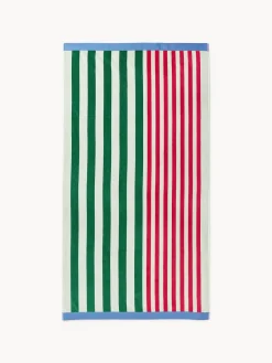 Toallas De Playa|Mantas>Westwing Collection Toalla de playa a rayas Alvaro Verde oscuro, rojo, verde claro, azul claro