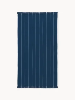 Toallas De Playa|Mantas>Westwing Collection Toalla de playa con flecos Piero Azul oscuro, gris azulado