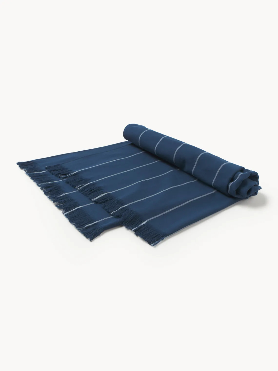 Toallas De Playa|Mantas>Westwing Collection Toalla de playa con flecos Piero Azul oscuro, gris azulado