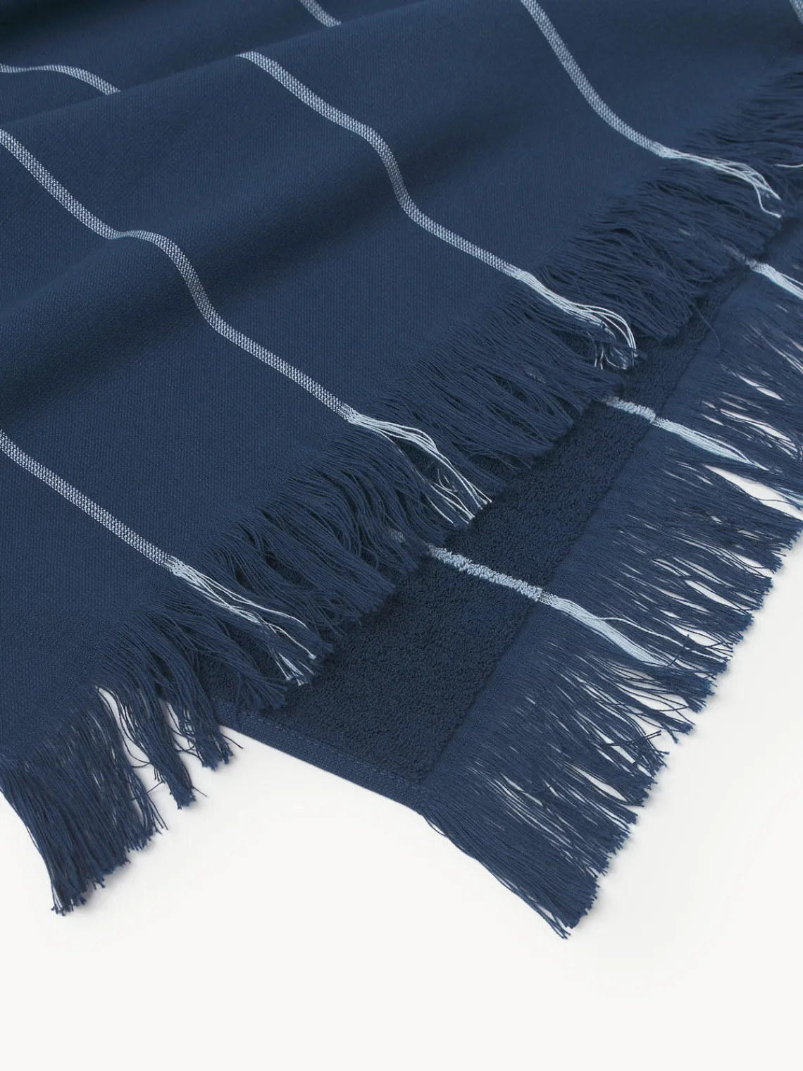 Toallas De Playa|Mantas>Westwing Collection Toalla de playa con flecos Piero Azul oscuro, gris azulado