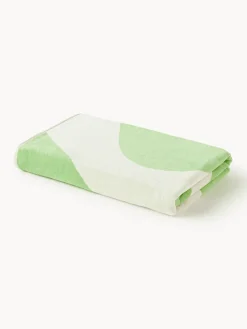 Toallas De Playa|Mantas>Westwing Collection Toalla de playa de terciopelo con estampado ondulado Pia Verde claro, verde
