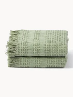 Toallas|Mantas>Westwing Collection Toalla tipo gofre Yara, tamaños diferentes Verde oliva