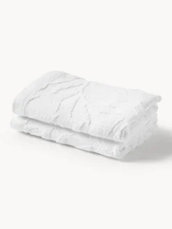 Toallas|Mantas>Westwing Collection Toallas de algodón con relieves Leaf, tamaños diferentes Blanco
