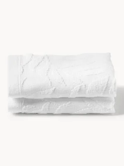 Toallas|Mantas>Westwing Collection Toallas de algodón con relieves Leaf, tamaños diferentes Blanco