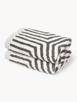 Toallas|Mantas>Westwing Collection Toallas lavabos Fatu, tamaños diferentes Blanco, gris antracita