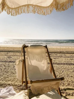 Tumbonas|Muebles De Jardín>Business & Pleasure Tumbona plegable con flecos Sling Blanco, madera