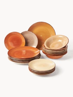 Vajillas Completas|Menaje De Mesa>Villa D'Este Home Tivoli Vajilla artesanal Baita, 6 comensales (18 pzas.) Tonos rojos, beige y terracota