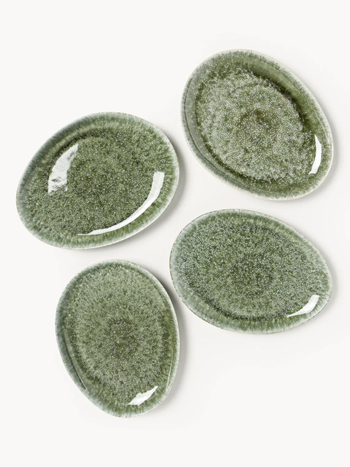 Vajillas Completas|Menaje De Mesa>Westwing Collection Vajilla artesanal con forma orgánica Macey, 12 pzas. Tonos verdes brillante