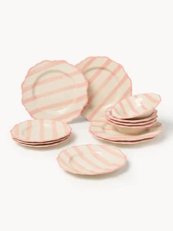 Vajillas Completas|Menaje De Mesa>Westwing Collection Vajilla artesanal Donald, 4 comensales, 12 pzas. Blanco Off White, melocotón