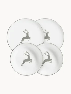 Vajillas Completas|Menaje De Mesa>Gmundner Keramik Vajilla artesanal Grüner Hirsch, 2 comensales (4 pzas.) Blanco, gris