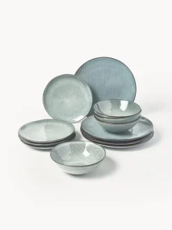 Clearance Vajilla artesanal , 4 comensales (12 pzas.) Vajillas Completas|Menaje De Mesa